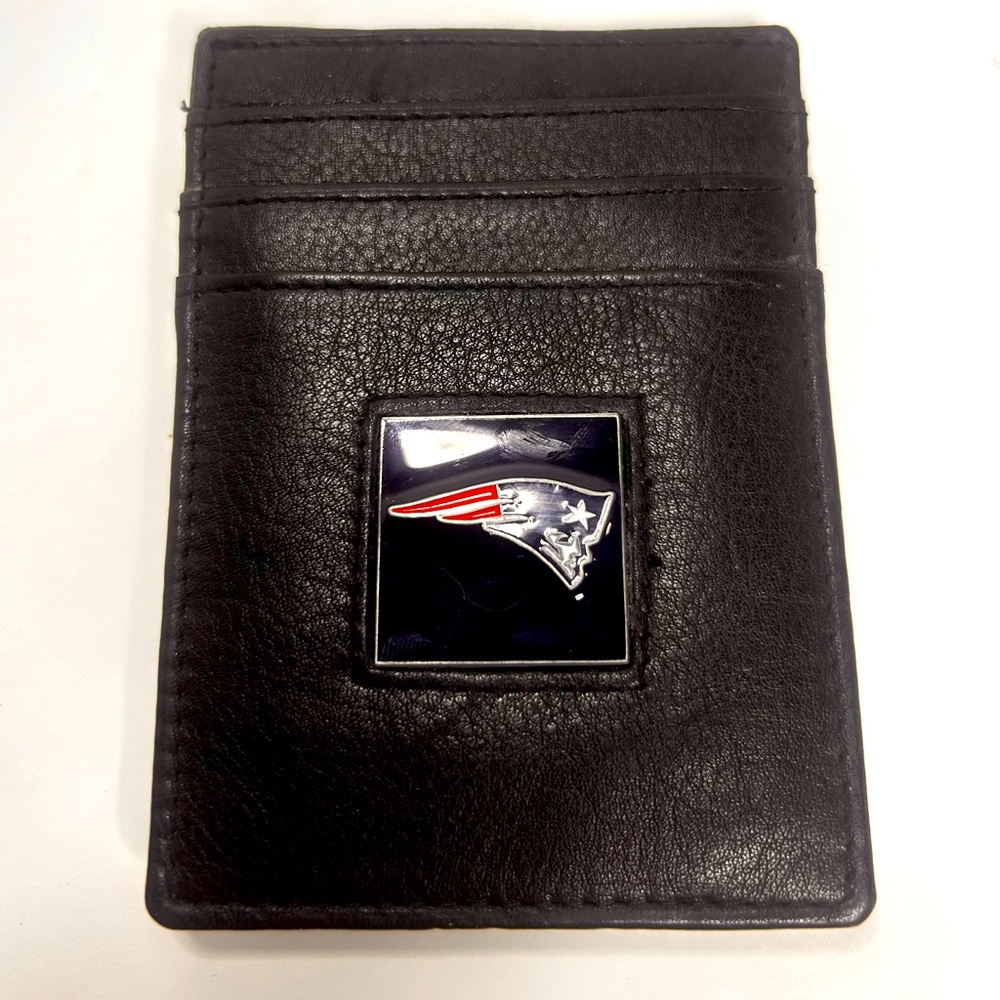 NFL New England Patriots Leather Wallet/Money Clip. Magnet Clip. Black